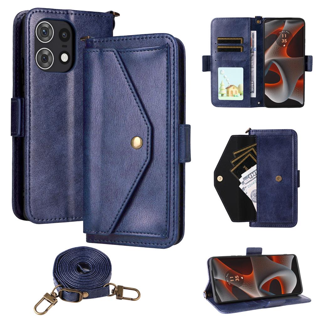 Кожаный чехол для Motorola Edge 50 Pro 5G с магнитной застежкой, кошелек-подставка, чехол для телефона с ремешком через плечо