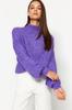 Women's Elegance Style Sweater Purple Soft Textured Thick Crew Neck Knitwear Sweater