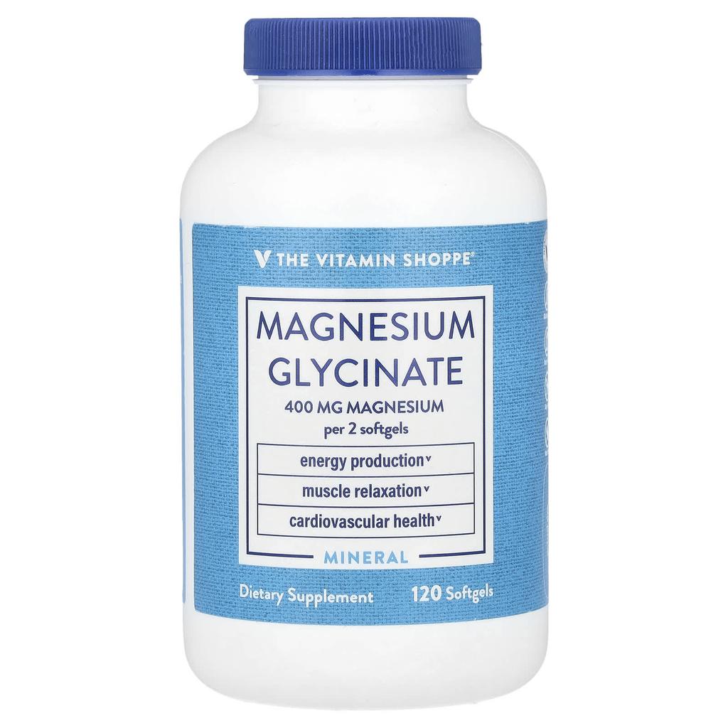 the Vitamin Shoppe Magnesium Glycine, 400mg, 120 Softgels (200mg Per Softgel)