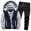 Men's Casual Tracksuit Sets Men Lamb Cashmere Winter Wool Hooded Sweatshirt Thick Warm Sportswear Male Suit Two Piece Set