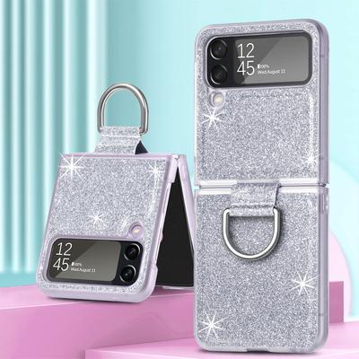 Тонкий блестящий чехол с кольцом на палец против падения для Samsung Galaxy Z Flip4 5g Flip 4 Flip3 Flip 3, модный защитный чехол, чехол