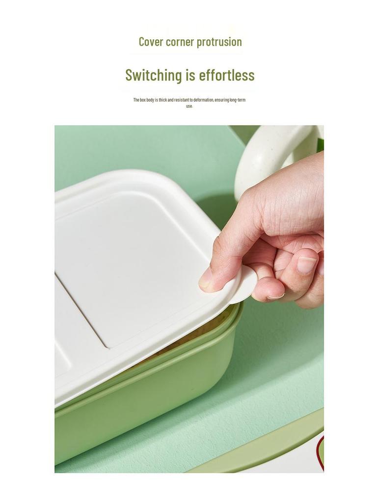 Милый пластиковый ланч-бокс с двумя слоями и столовыми приборами - Разделенные отсеки для детей, студентов и офисного использования, Можно использовать в микроволновой печи