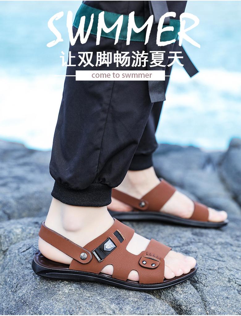 2025 летняя новая мужская обувь для езды на мотоцикле, две кожаные сандалии, повседневная модная пляжная обувь, сандалии, тапочки для мужчин 2305