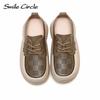 Массивные женские кроссовки из натуральной кожи, полые туфли на плоской подошве со шнуровкой, низкие повседневные туфли в стиле ретро