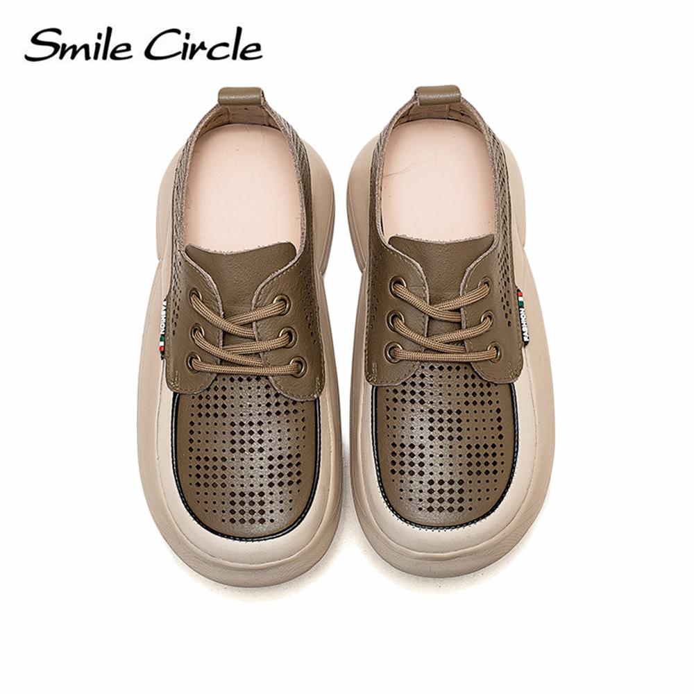 Массивные женские кроссовки из натуральной кожи, полые туфли на плоской подошве со шнуровкой, низкие повседневные туфли в стиле ретро