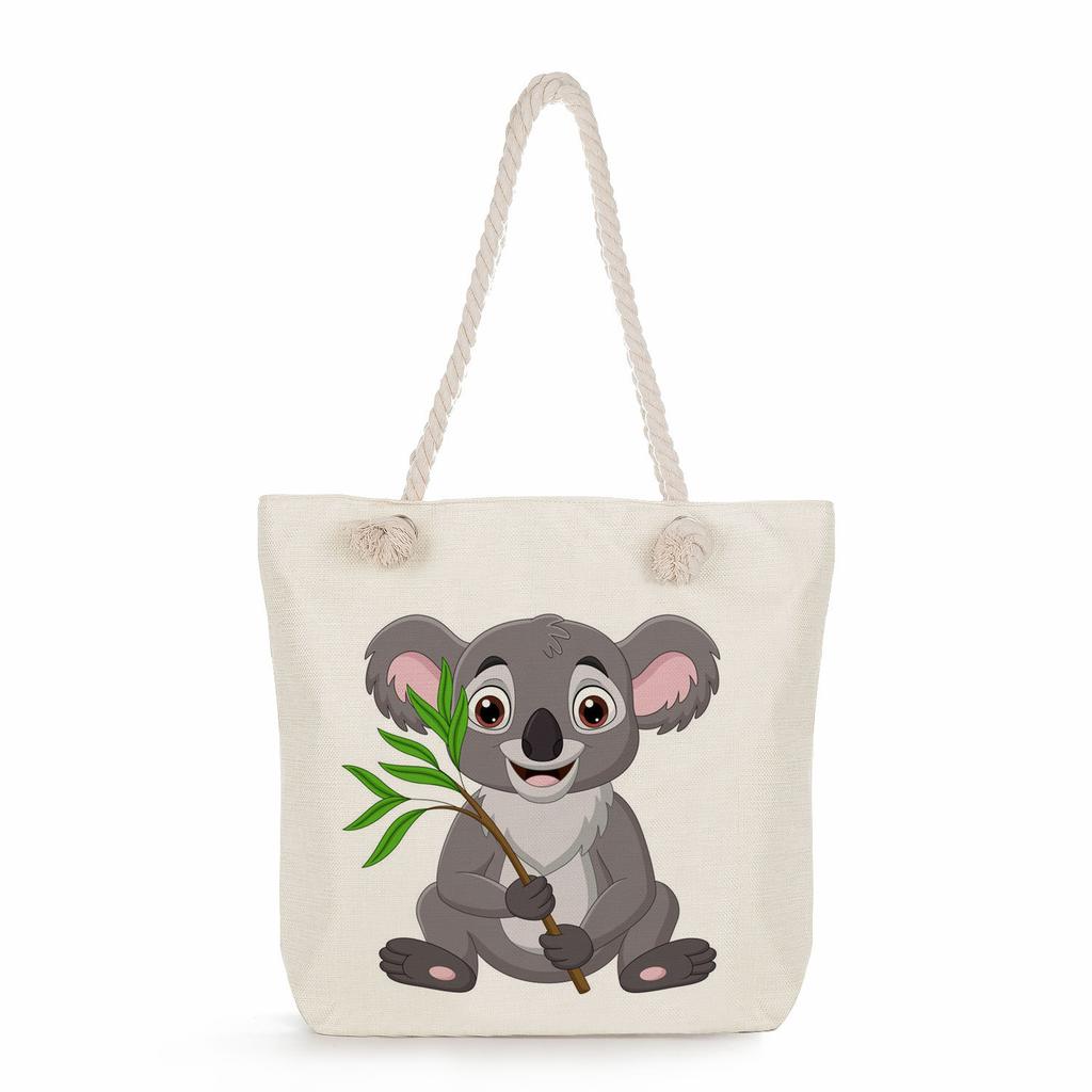 Пляжная сумка на одно плечо из толстой веревки с принтом коалы 7265 KTB