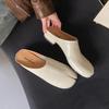 Fashion 2025 New Mueller Slippers Genuine Leather Sewning Designer Novelty Style Slip-On Shoes Comfortable Split Toe Shoes for Women