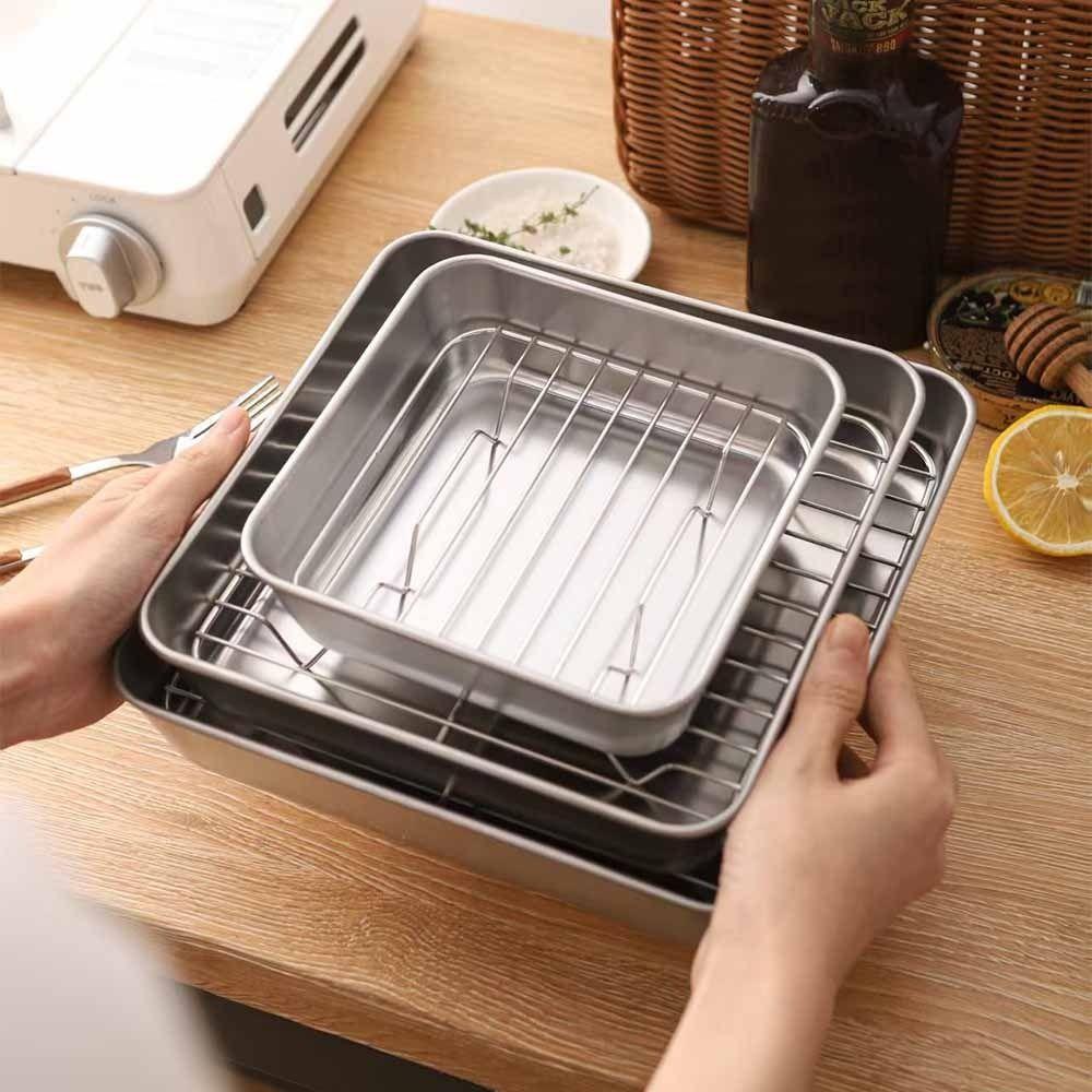Non-stick Baking Tray Stainless Steel Air Fryer Grilling Rack Roasting Cooking Rack Baking Cooker