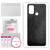 apgo Protective Skin Sticker for the Back Compatible with Oppo A53 (2020), Wrap Film, Foil, Vinyl - Pattern Black Leather