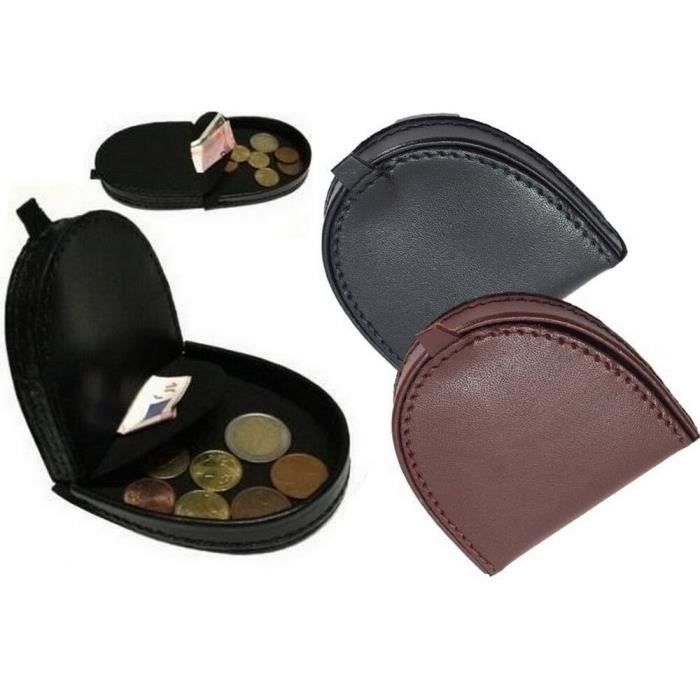 Кошелек для монет - Чаша - Воловья кожа - Черный - Унисекс - 9 см x 8,5 см