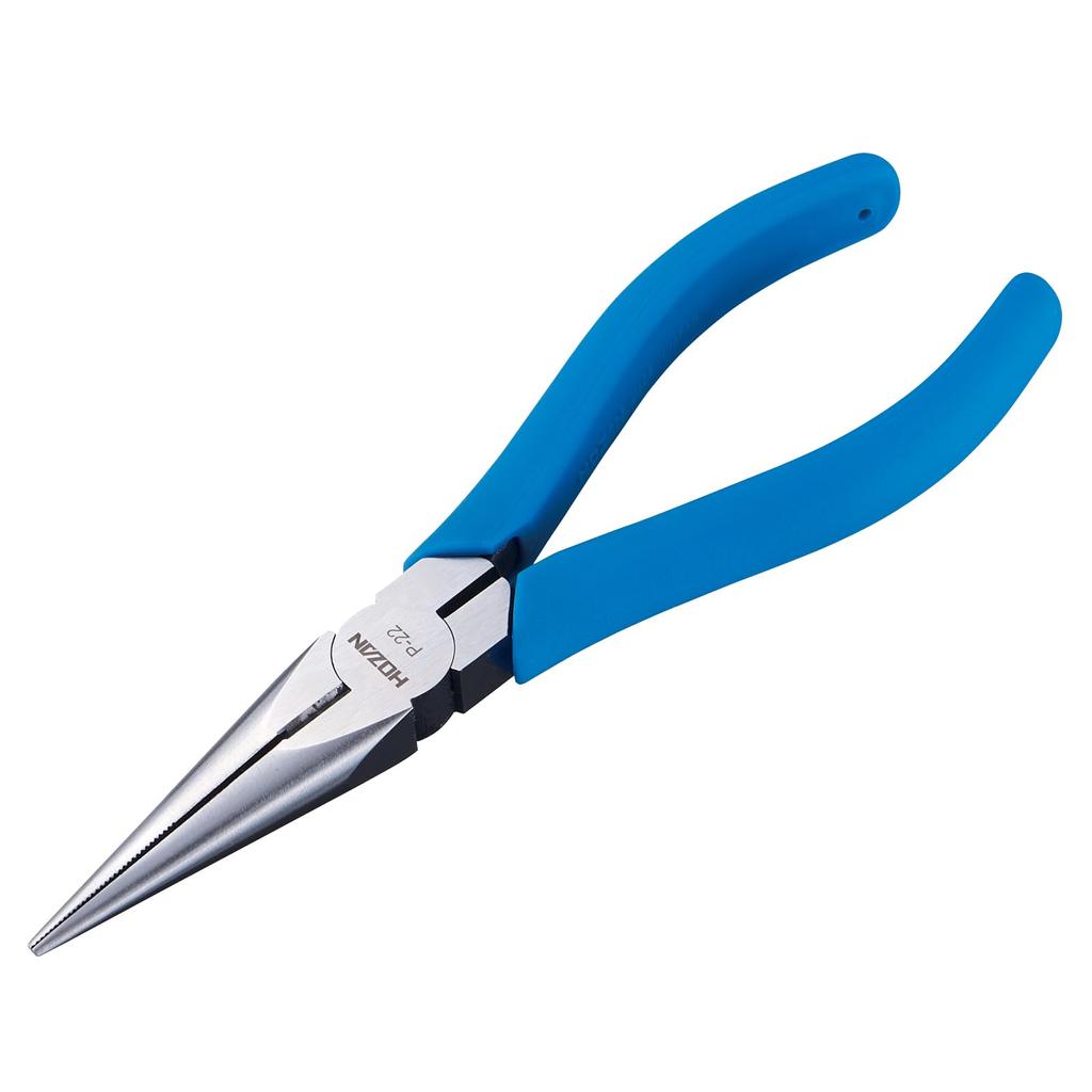 HOZAN Long Nose Premium Grade with a Polished Tapered Finish and Cutting Diameter Copper 2mm Stranded Copper Wire P-22 Pliers, Non-Slip Knurling,