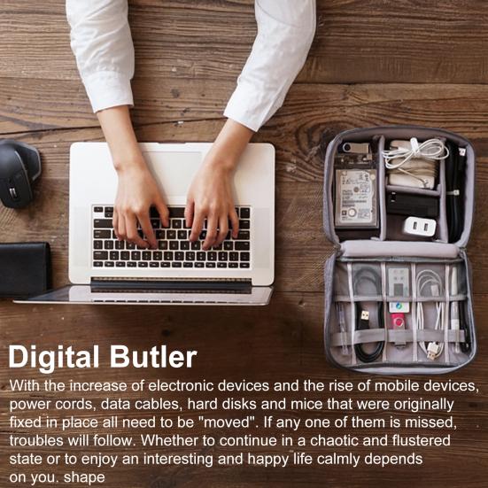 Сумка для хранения кабелей Органайзер для наушников и зарядных устройств Большая вместимость Застежка-молния Водонепроницаемый