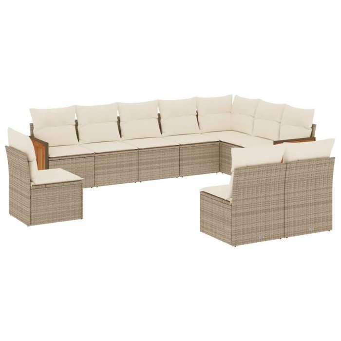 VidaXL Salon de Jardin avec Coussins 10 pcs, Canapés de Terrasse, Ensemble de Meubles de Patio, Mobilier d'Extérieur, Beige 3227752