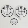 Car Full White Logo Front Hood Emblem 82mm+Rear Badge 74mm+Wheel Hub Cap 68mm/56mm+steering wheel sticker 45mm For All BMW