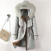 Faux Fur Collar Long Jackets for Women Winter  New Liner Detachable Female Padded Coat Winter Korean Style Parkas Hooded