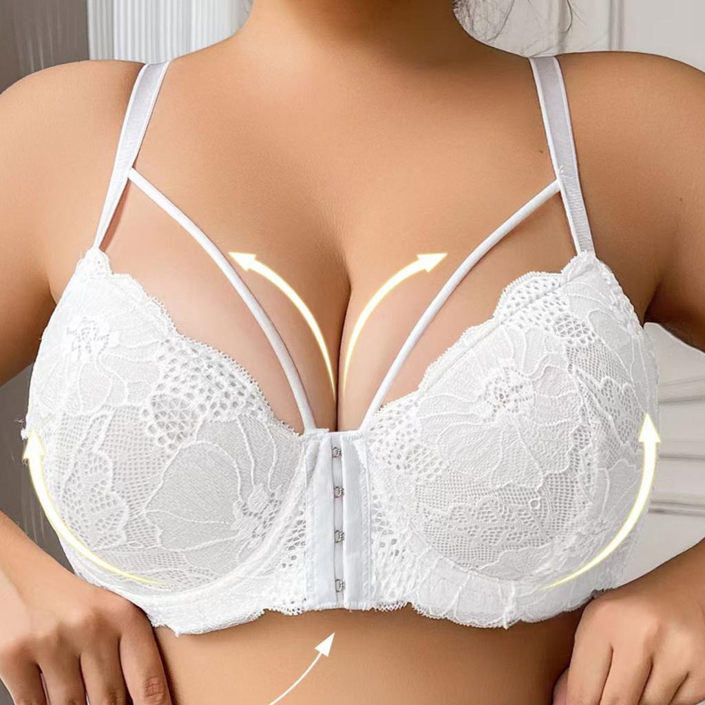 Европейский и американский большой бюст делает вас визуально меньше. Тонкий бюстгальтер пуш-ап с застежкой спереди для женщин. Сексуальный кружевной бюстгальтер с красивой спинкой.