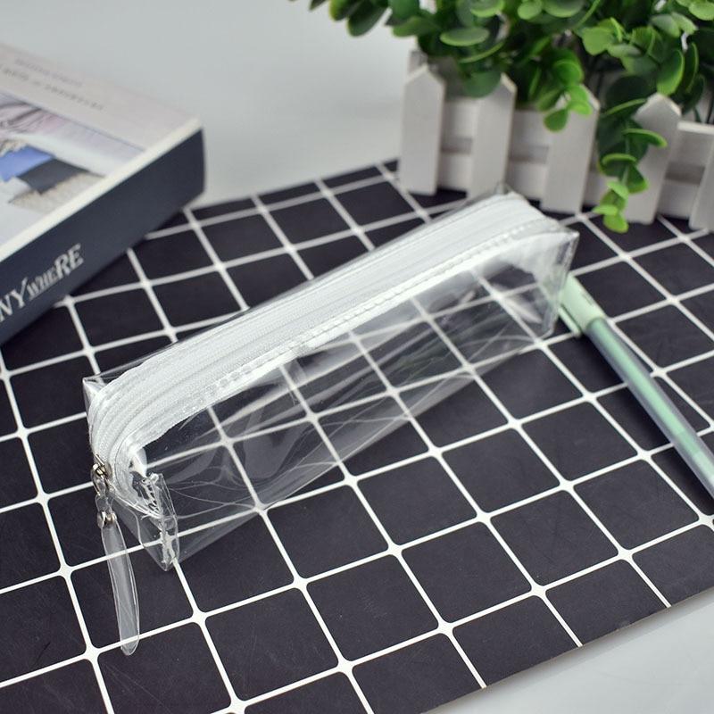 Transparent Zipper Pencil Case Pen Bag Cosmetic Makeup Pouch Sundries Organizers Stationery Gifts School Supplies