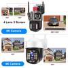 16MP 8K IP Camera 10X Zoom Outdoor Four Lenses Three-Screen PTZ WiFi Camera Security Protection CCTV Color Night Vision Cam Home Security