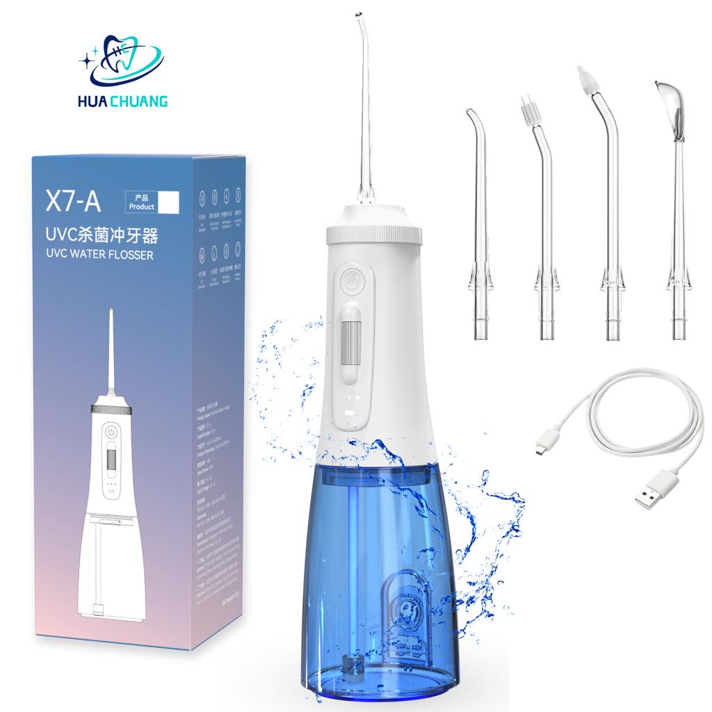 X7 Оральный ирригатор для зубов УФ-ионная нить для чистки зубов IPX7 Водонепроницаемый 4 режима Удаление зубного камня Инструмент для ухода за полостью рта Путешествия