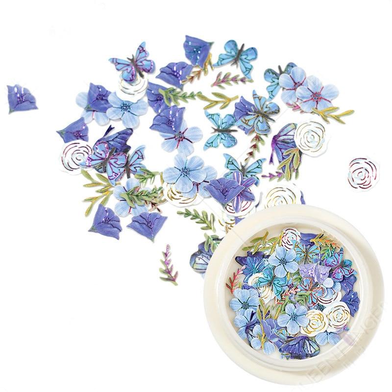 50 шт./кор. древесная масса 3D бабочка цветок блестки для ногтей хлопья ломтики украшения для ногтей аксессуары