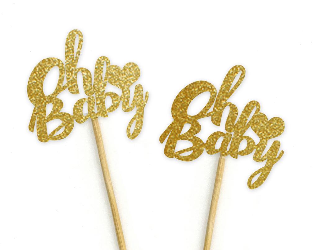 Darling Souvenir, Oh Baby Cupcake Toppers, украшения для детского душа для десерта - Pack Of