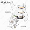 Musiclily Pro-SE ST-DPHA SSS Pre-Wired Pickguard with Alnico 5 Single-Coil Size Humbuckers for Strat Electric Guitar Black Zebra Pickups