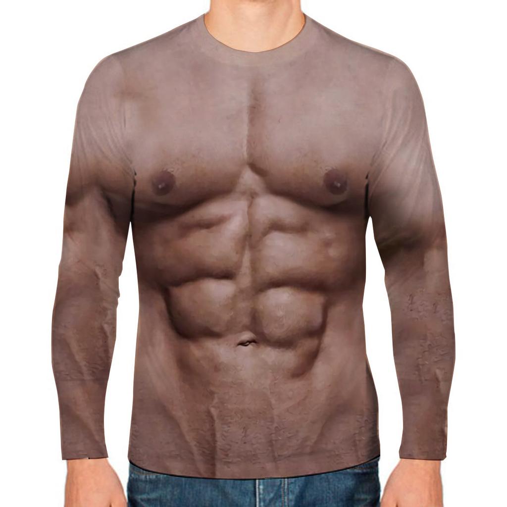 Поддельные мышцы Смешные 3D-принты Футболки Мужские и женские футболки с длинным рукавом Хип-хоп Уличная одежда Харадзюку Пуловеры Футболки Топы Детская одежда