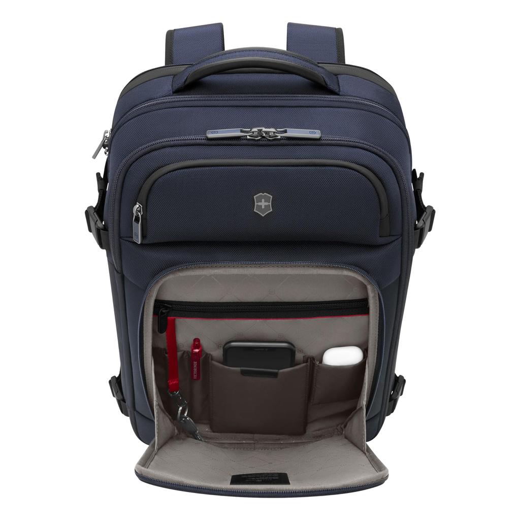 Victorinox Werks Traveler Boarding Bag Backpack with Pockets for a Laptop and an Antibacterial Compression Perfect for Business and Navy Blue 7.0
