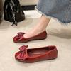 Flat Shoes Autumn New Fashion Shallow Mouth Single Shoes Versatile Round Head Bow Commuting One Pedal Doudou Shoes