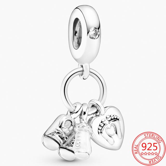 Real 925 Sterling Silver Beaded Best Friend Heart and Key Charm Fit Original Fashion Bracelet Diy Woman 'S Jewelry Gift Making
