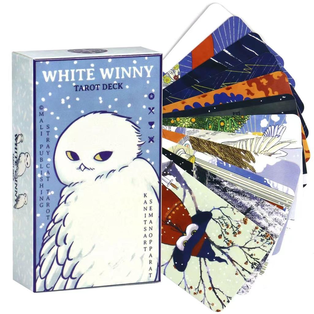 10.3*6cm White Winny Tarot-Whimsical Owl Guide for Intuitive Readings & Self-Discovery 78 Pcs Cards