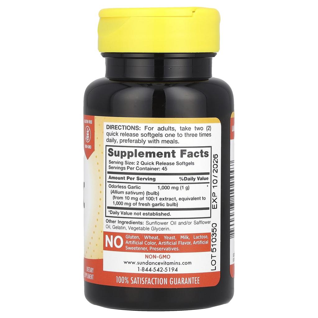 Unscented Garlic, 90 Softgels (500mg Per Softgel)