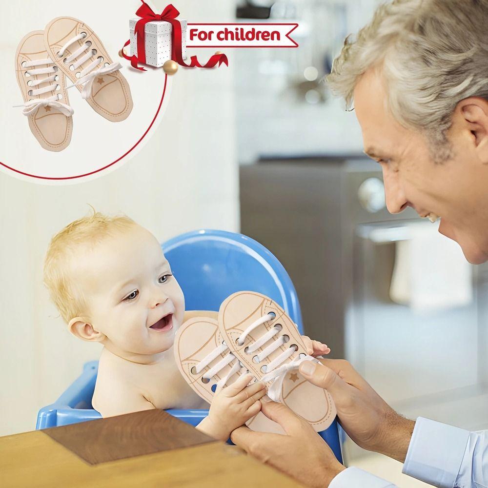 Деревянная игрушка для шнуровки обуви Доски для завязывания шнурков Монтессори-развивающая игрушка Учимся завязывать шнурки