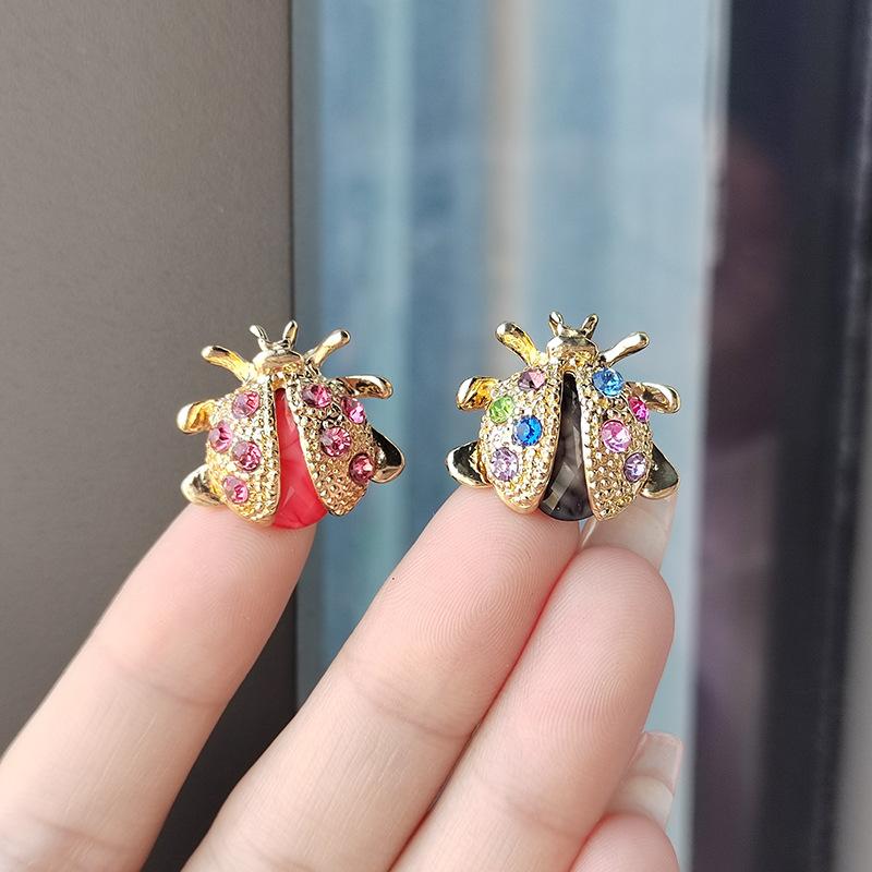 Rinhoo Винтажные Цветные Броши-Божьи Коровки с Стразами Для Женщин Значки-Божьи Коровки на Лацкан Милые Животные Жуки Значки Украшения