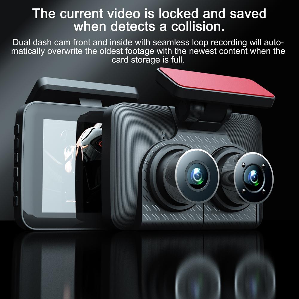 3 Cameras Dash Cam 4in Clear Car Rearview Mirror Car Video Recording Camcorder Wide Angle Car