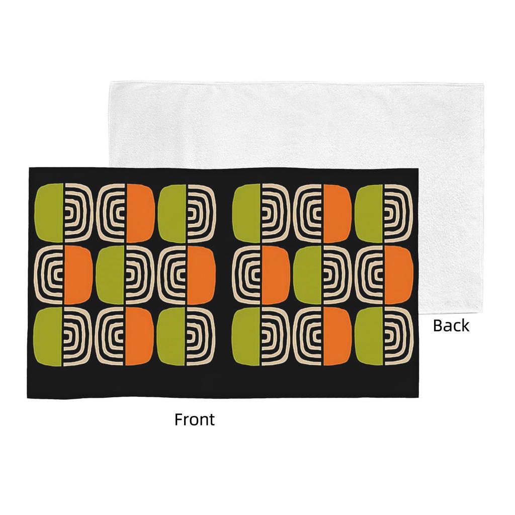 Half Concentric Circle Pattern Black Orange Green and Beig Soft Face Towel Quick Dry Pool Bath Cotton Towels Breathable