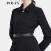 PORTS Women's Elegant Commuter Metal Logo Belted Dress