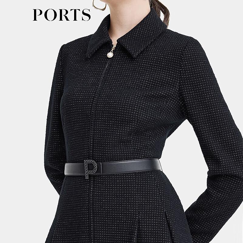 PORTS Women's Elegant Commuter Metal Logo Belted Dress