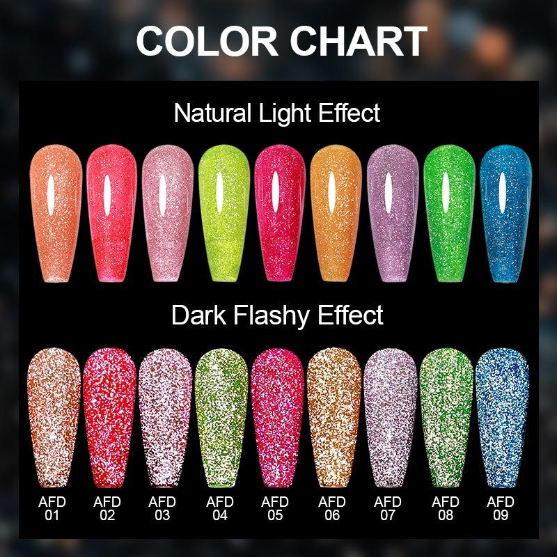 Explosive Fluorescent Broken Diamond Nail Polish Glue Colorful Reflective Bouncy Nail Polish Glue for Nail Salons Phototherapy Glue