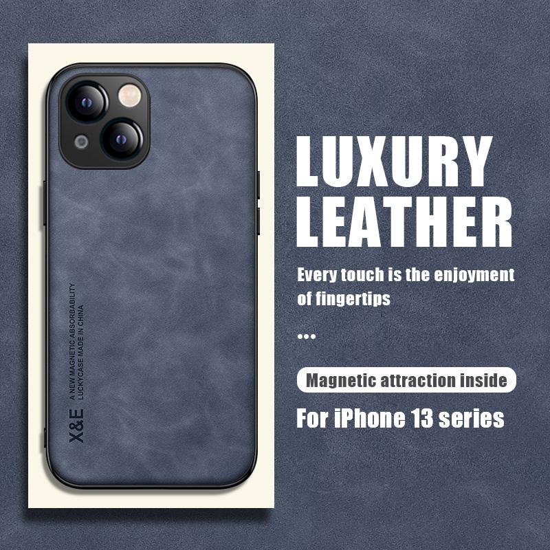 Магнитный кожаный чехол для iPhone 13 14 Pro Max 12 11 Pro XS Max X XR 8 7 Plus SE 2 2022, роскошный матовый тонкий задний чехол из овчины