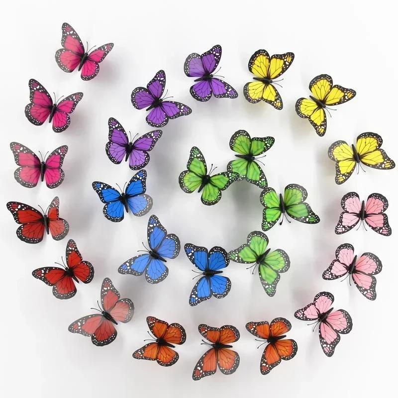 New 10Pcs 4.72 In Monarch Butterfly Decoration Stickers Fake Butterflies for Crafts Artificial Wall 3D Home Decor LS