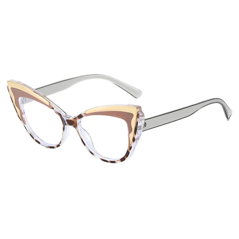 The new cat's eye color matching personalized anti-blue flat mirror can be matched with elegant glasses for European and American women