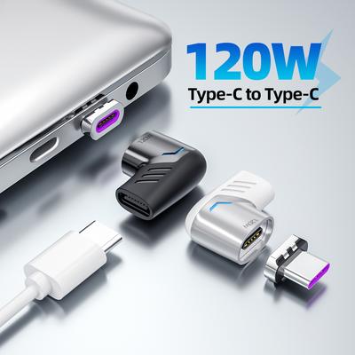 120 Вт Usb C - Type C Магнитный адаптер Быстрая зарядка Usb Type C Магнитный преобразователь Магнитный кабель Прямоугольный разъем Usbc