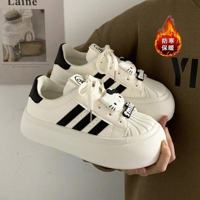 Туфли-ракушки, уродливые милашки, большеголовые, хлебные туфли, женские, зима 2025, новые, универсальные, теплые, на толстой подошве, инс-тренд