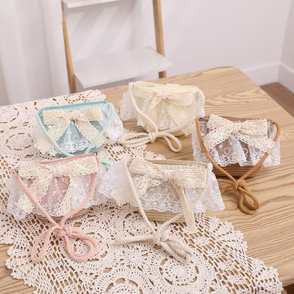 Wide Brim Straw Hat Lace Straw Shoulder Bag New Beach Bucket Cap Beach