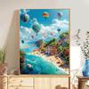 5d DIY Diamond Painting Cross Stitch Seaside Town Hot Air Balloon Scenery Diamond Embroidery Mosaic Full Round Drill Home Decor