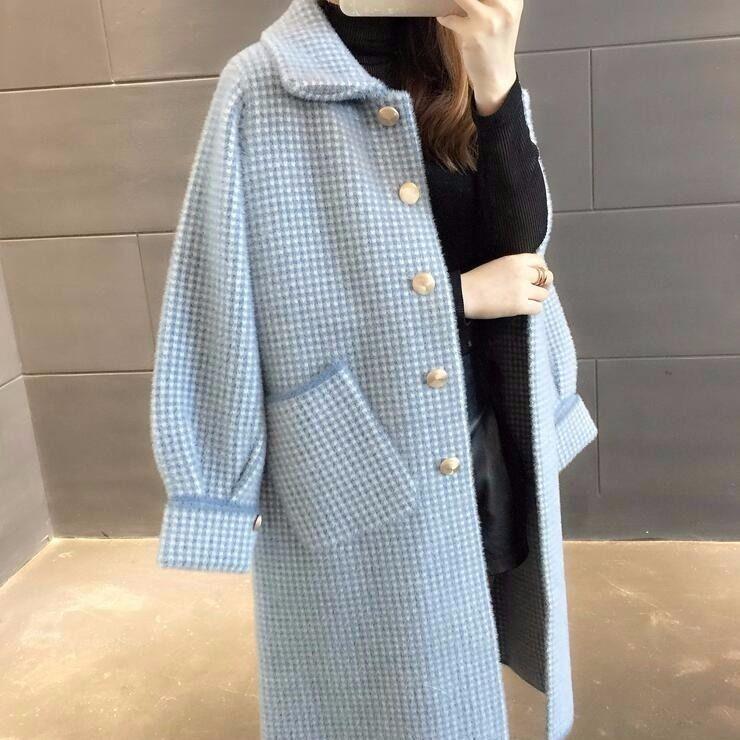 Autumn Winter Coat Female New Korean Knitted Cardigan Loose Medium Long Wool Sweater