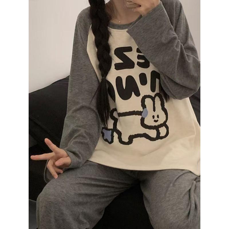 Womens Thermal Pajamas Set Long Sleeve Cute Cartoon Loungewear Winter Warm Sleepwear