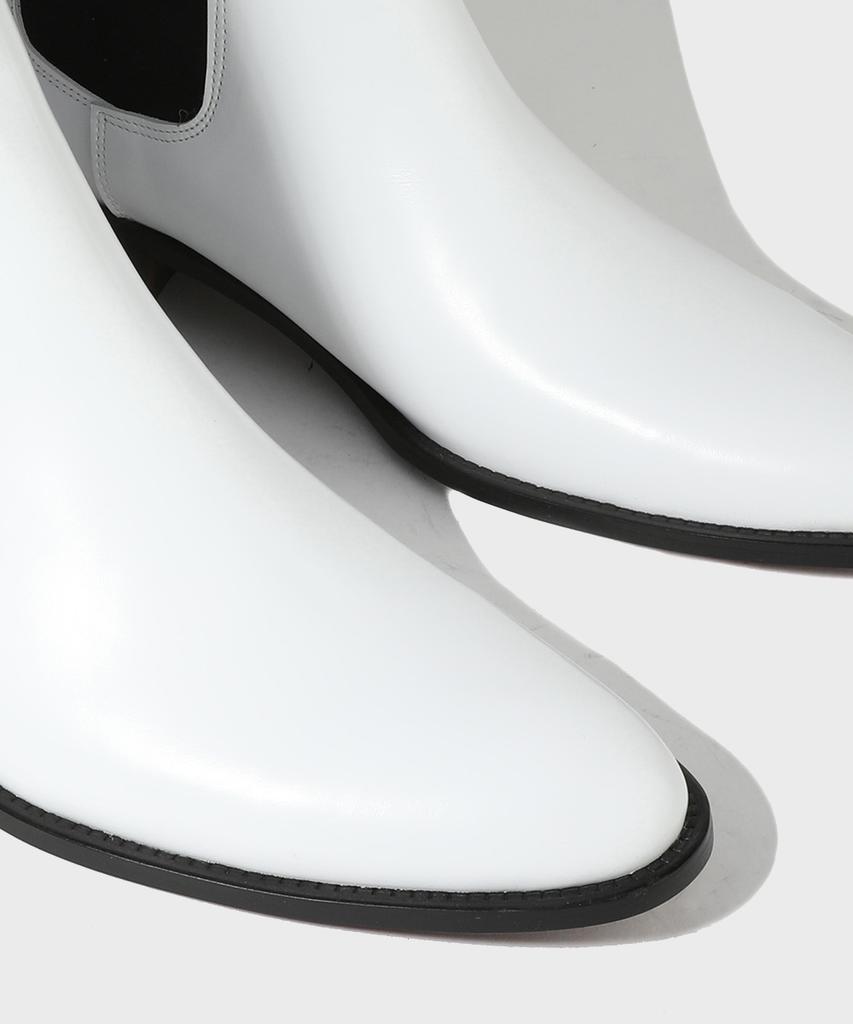 Firenze Atelier Slimline Black Outsole Minimal Chelsea Boots 3332 [Cream White]