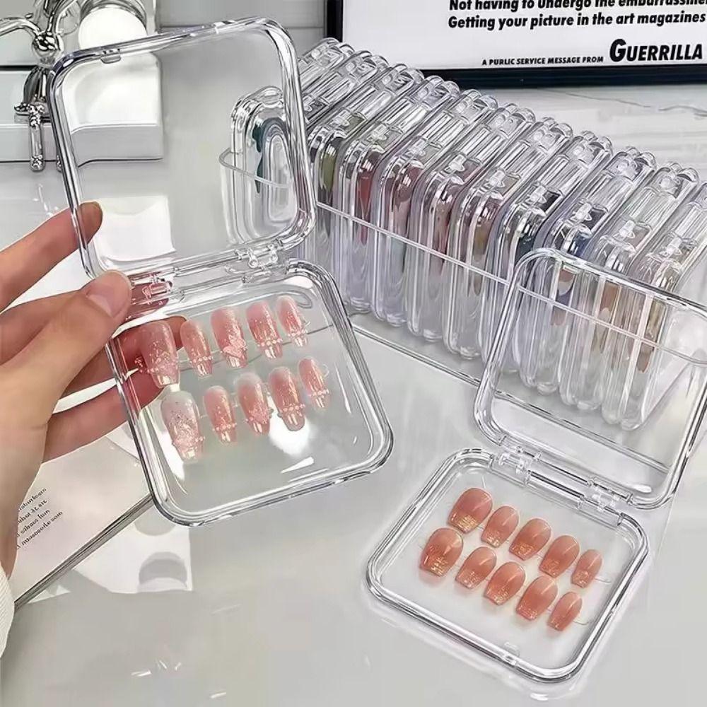 Dust-proof Fake Nail Storage Box Acrylic Badge Storage Box Protective Clear Nail Boxes  Packaging